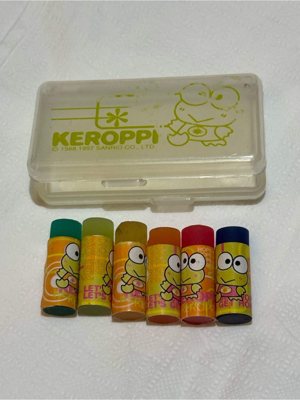 Sanrio Keroppi Lip Balm Set - Yellow, Green, Orange, Red, Blue